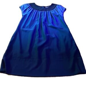 Kristin Davis Small Ombré Women's Blue Dress Short Sleeve EUC A-Line Knee Length